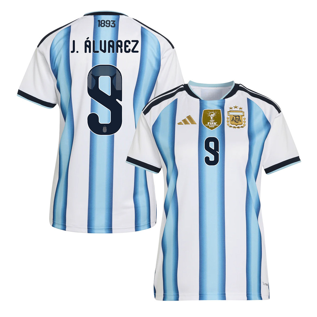 Julián Álvarez 9 Women's Argentina National Team 2026 Home Jersey - White - Jersey Teams