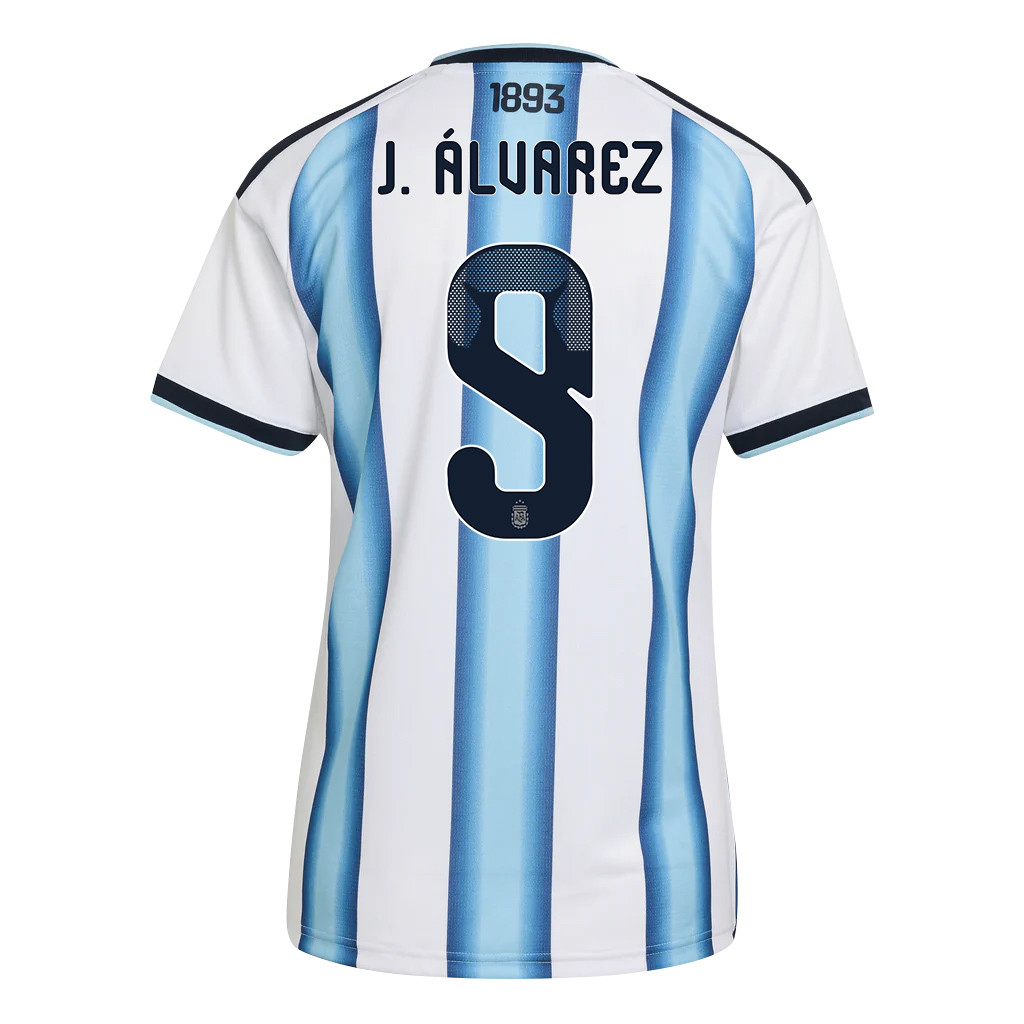 Julián Álvarez 9 Women's Argentina National Team 2026 Home Jersey - White - Jersey Teams