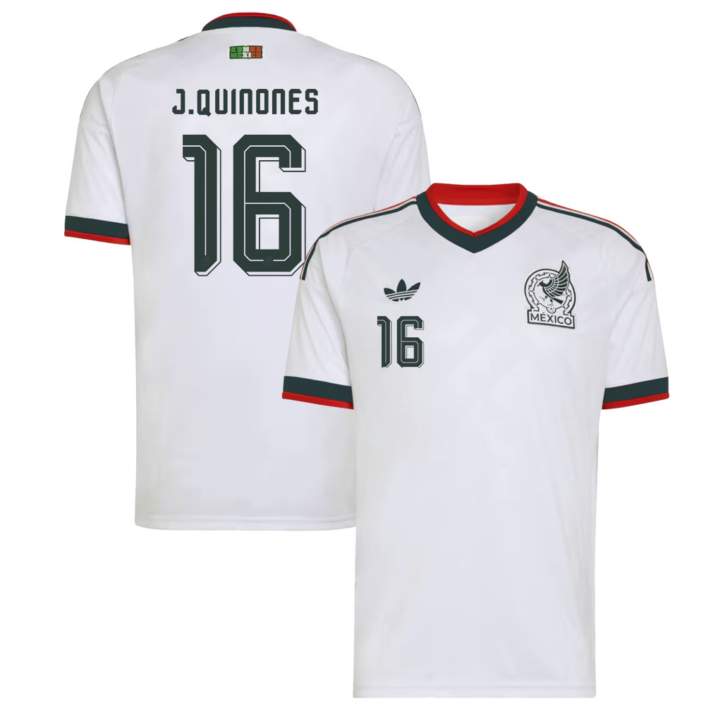 Julián Quiñones 16 Mexico National Team 2026 Away Jersey - White, Men - Jersey Teams