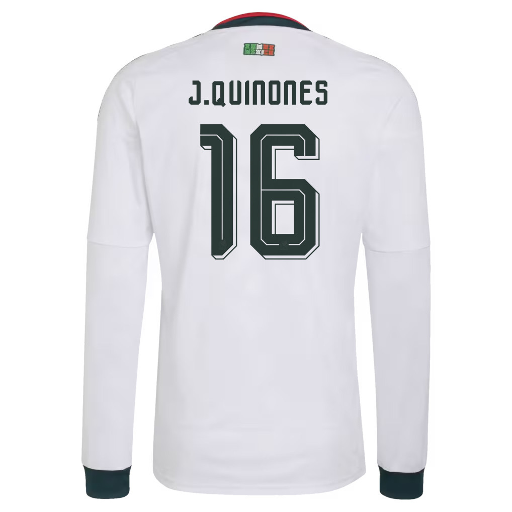 Julián Quiñones 16 Mexico National Team 2026 Away Long Sleeve Jersey - White - Jersey Teams