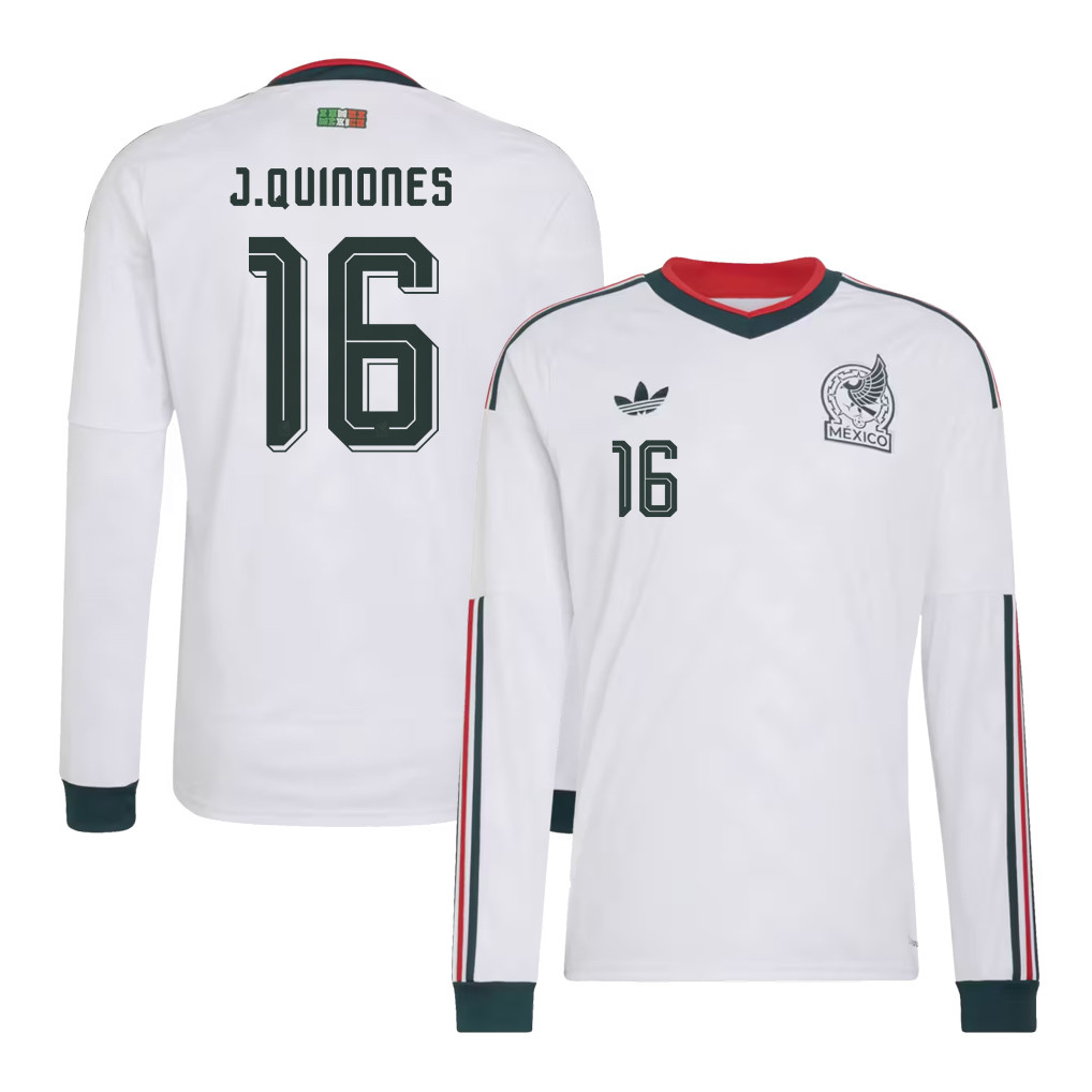 Julián Quiñones 16 Mexico National Team 2026 Away Long Sleeve Jersey - White - Jersey Teams
