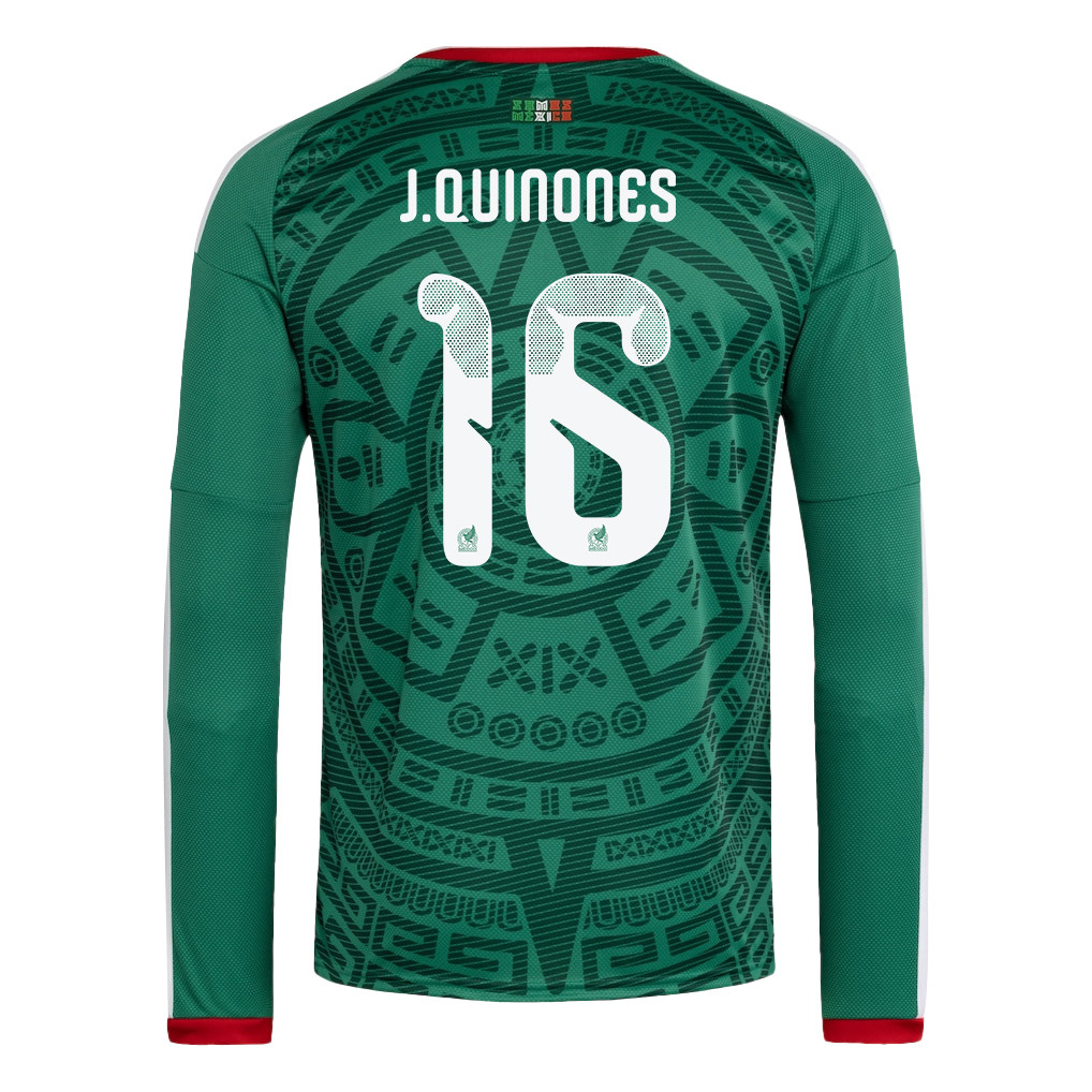 Julián Quiñones 16 Mexico National Team 2026 Home Long Sleeve Jersey - Green - Jersey Teams