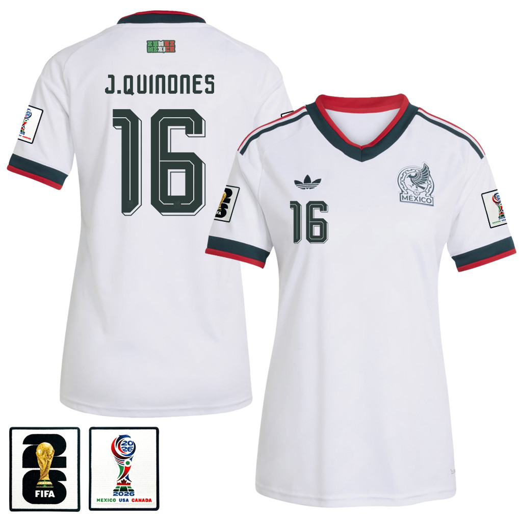 Julián Quiñones 16 Women's Mexico National Team 2026 Away Jersey - White - Jersey Teams