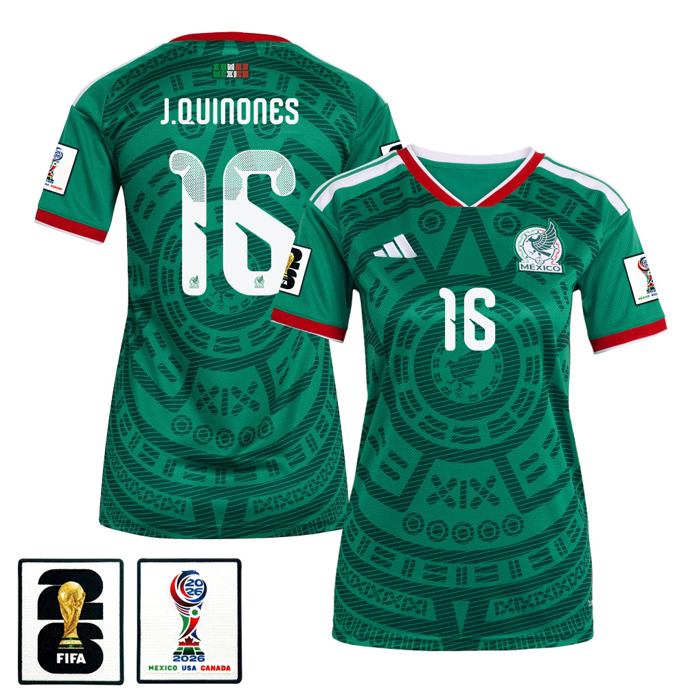 Julián Quiñones 16 Women's Mexico National Team 2026 Home Jersey - Green - Jersey Teams