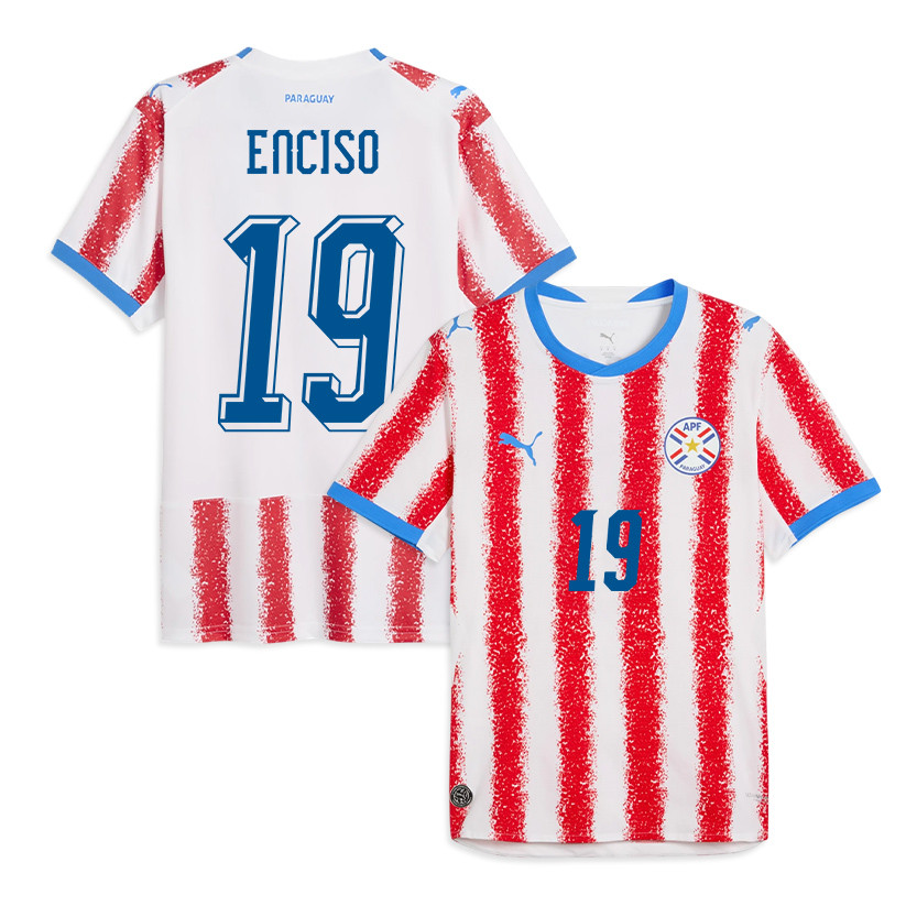Julio Enciso 19 Paraguay National Team 2026 Home Jersey - White/Red, Men - Jersey Teams