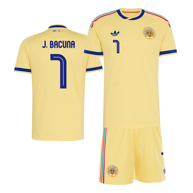 Juninho Bacuna 7 Curacao 2026 Away Men Jersey & Shorts Set – Yellow - Jersey Teams