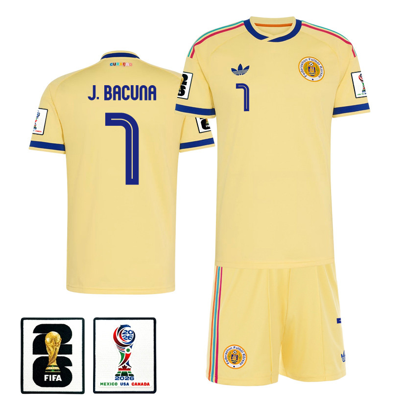 Juninho Bacuna 7 Curacao 2026 Away Men Jersey & Shorts Set – Yellow – Jersey Teams