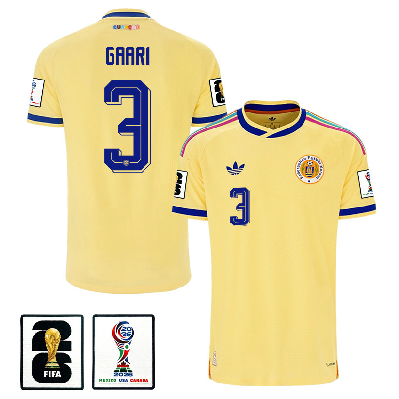 Juriën Gaari 3 Curaçao National Team 2026 Away Jersey - Yellow, Men - Jersey Teams
