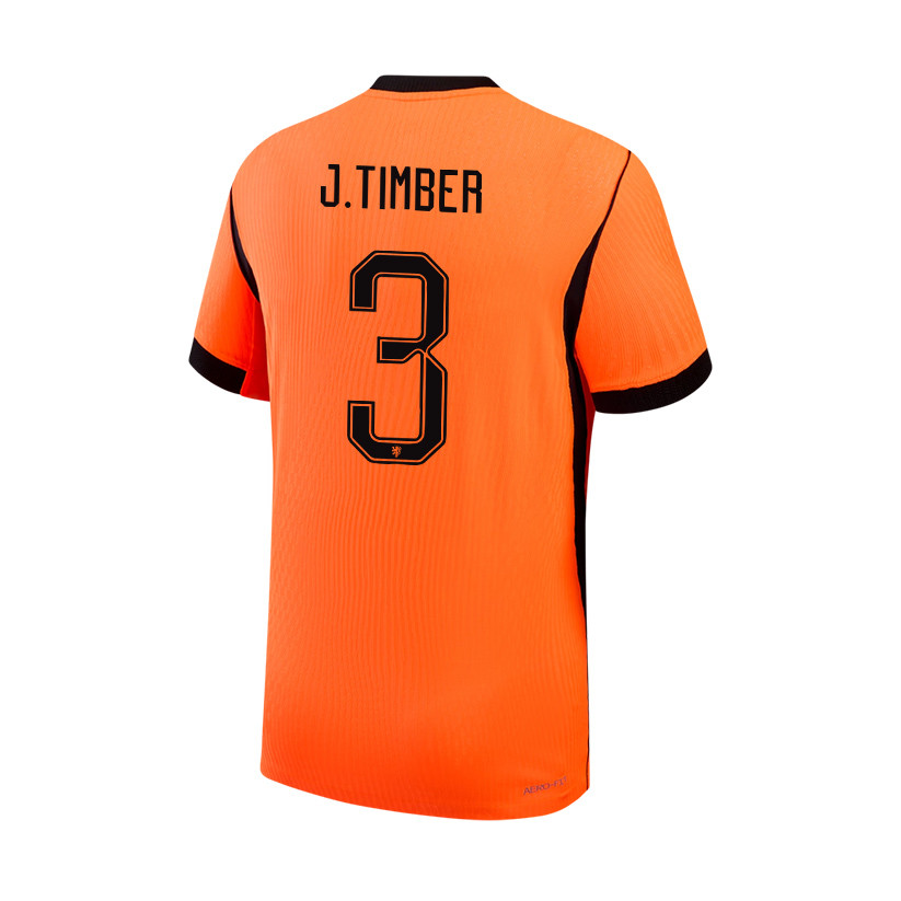 Jurriën Timber 3 Netherlands National Team 2026 x World Cup Patch Home Jersey - Orange, Men - Jersey Teams