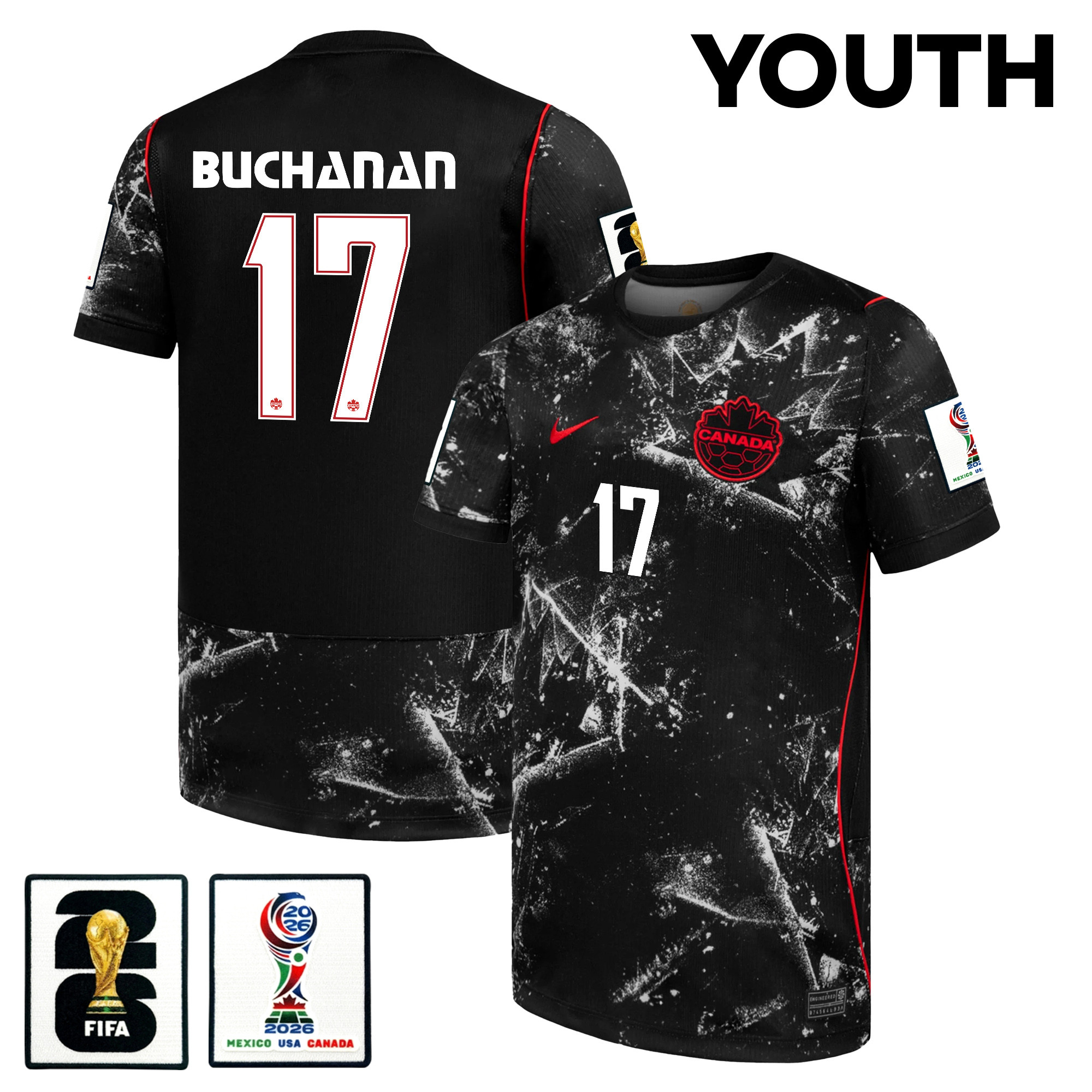 Kadeisha Buchanan 17 Youth Canada National Team 2026 Away Jersey - Black - Jersey Teams