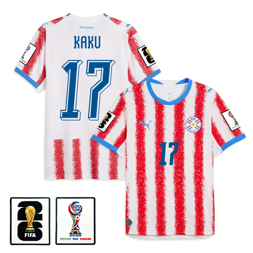 Kaku 17 Paraguay National Team 2026 Home Jersey - White/Red, Men - Jersey Teams