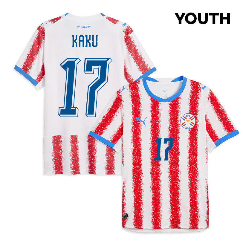 Kaku 17 Youth Paraguay National Team 2026 Home Jersey - White/Red - Jersey Teams