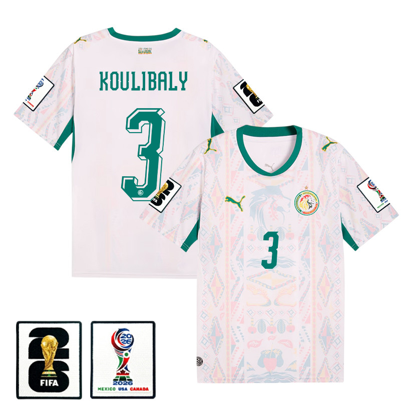 Kalidou Koulibaly 3 Senegal National Team 2026 x World Cup Patch Home Jersey - Men, White - Jersey Teams