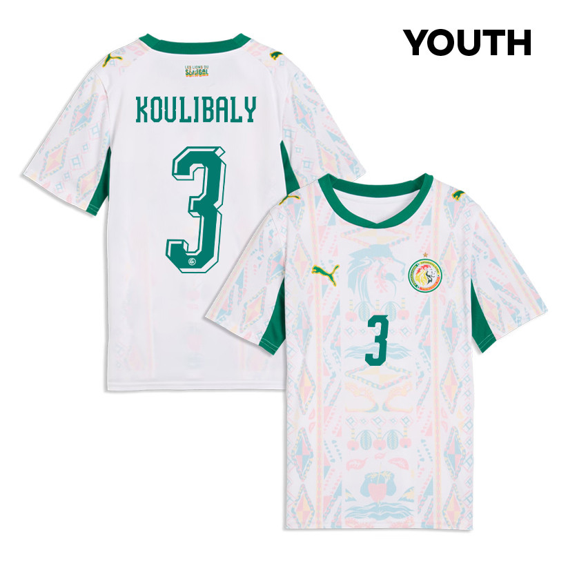 Kalidou Koulibaly 3 Youth Senegal National Team 2026 Home Jersey - White - Jersey Teams