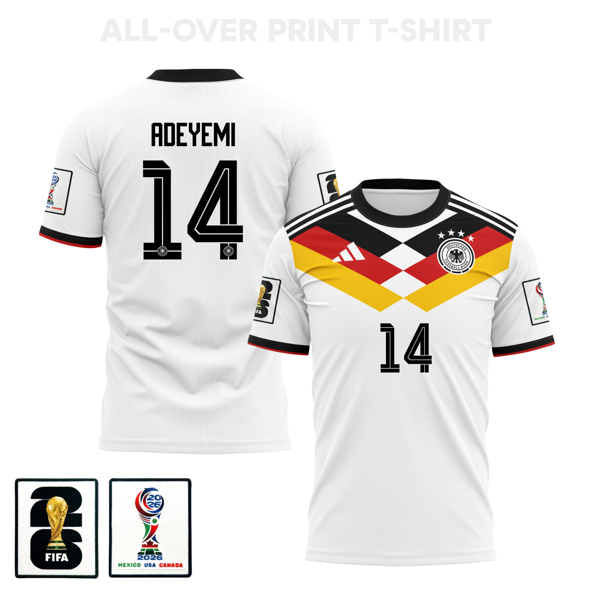 Karim Adeyemi 14 Germany 2026 Home 3D T-Shirt Fully Printed – Unisex, White - Jersey Teams