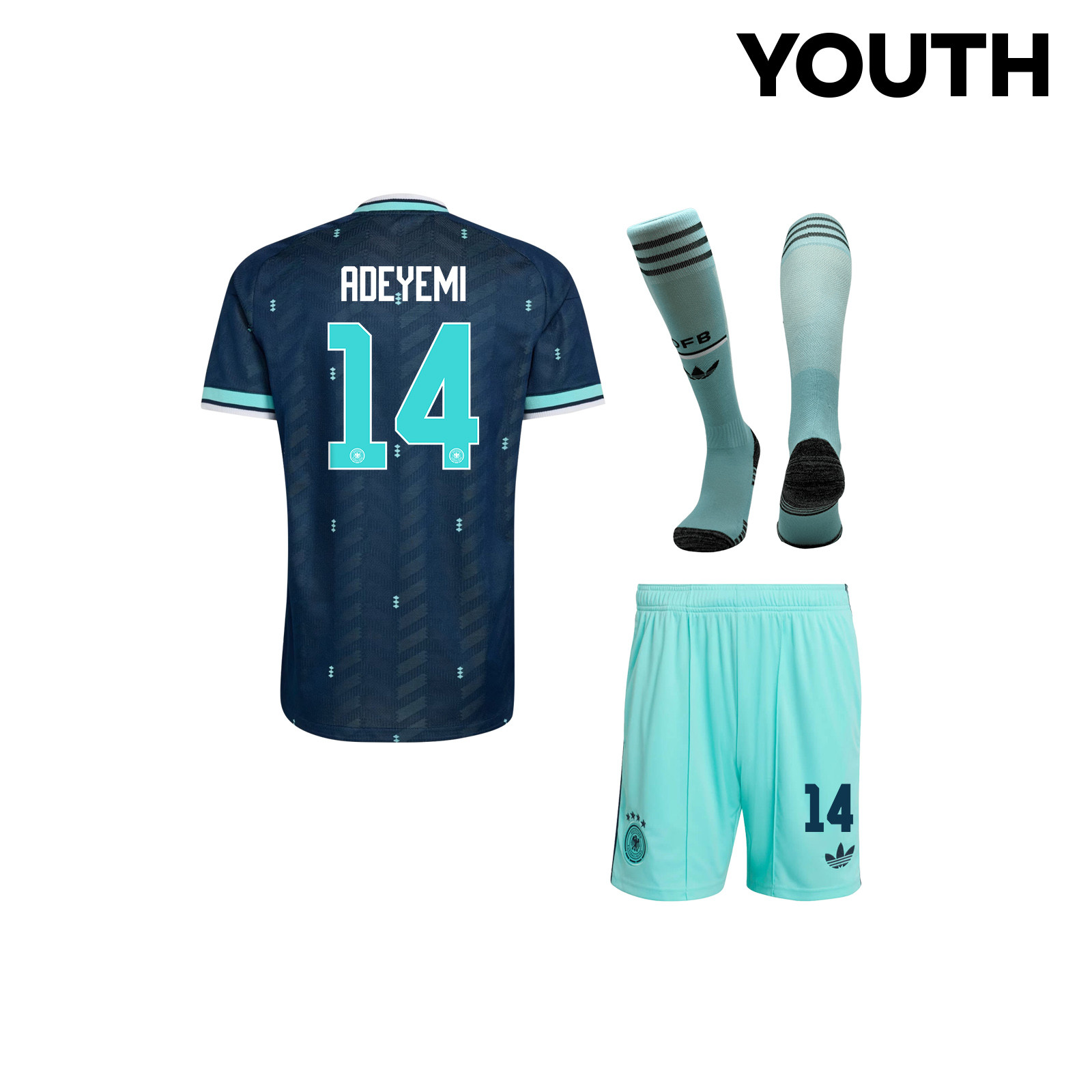 Karim Adeyemi 14 Germany 2026 YOUTH Away Kit Set – Navy - Jersey Teams