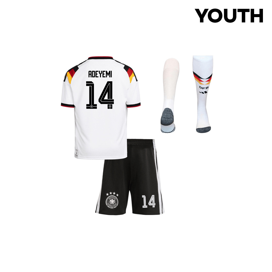 Karim Adeyemi 14 Germany 2026 YOUTH Home Kit Set – White - Jersey Teams