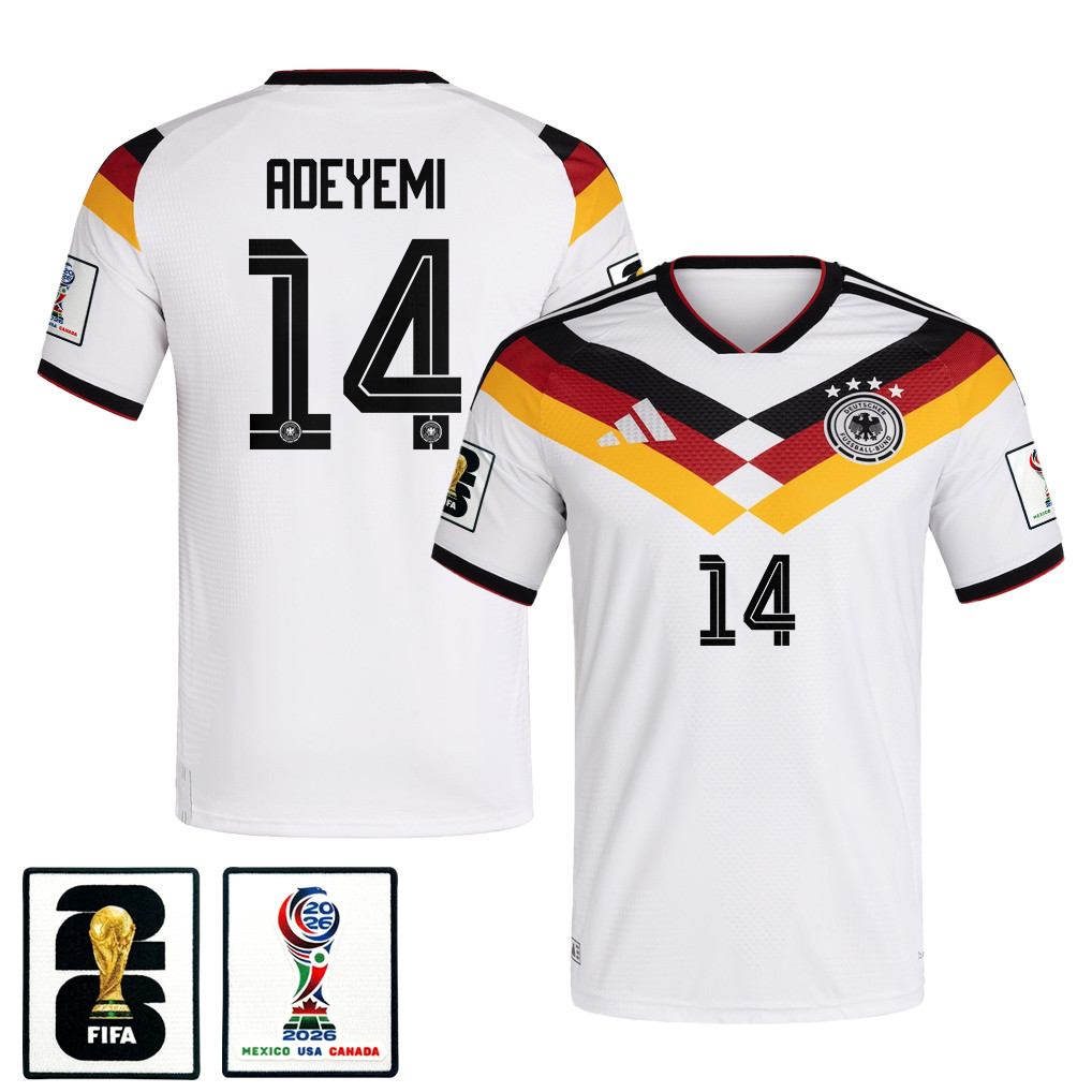 Karim Adeyemi 14 Germany National Team 2026 x World Cup Patch Home Jersey - White, Men - Jersey Teams