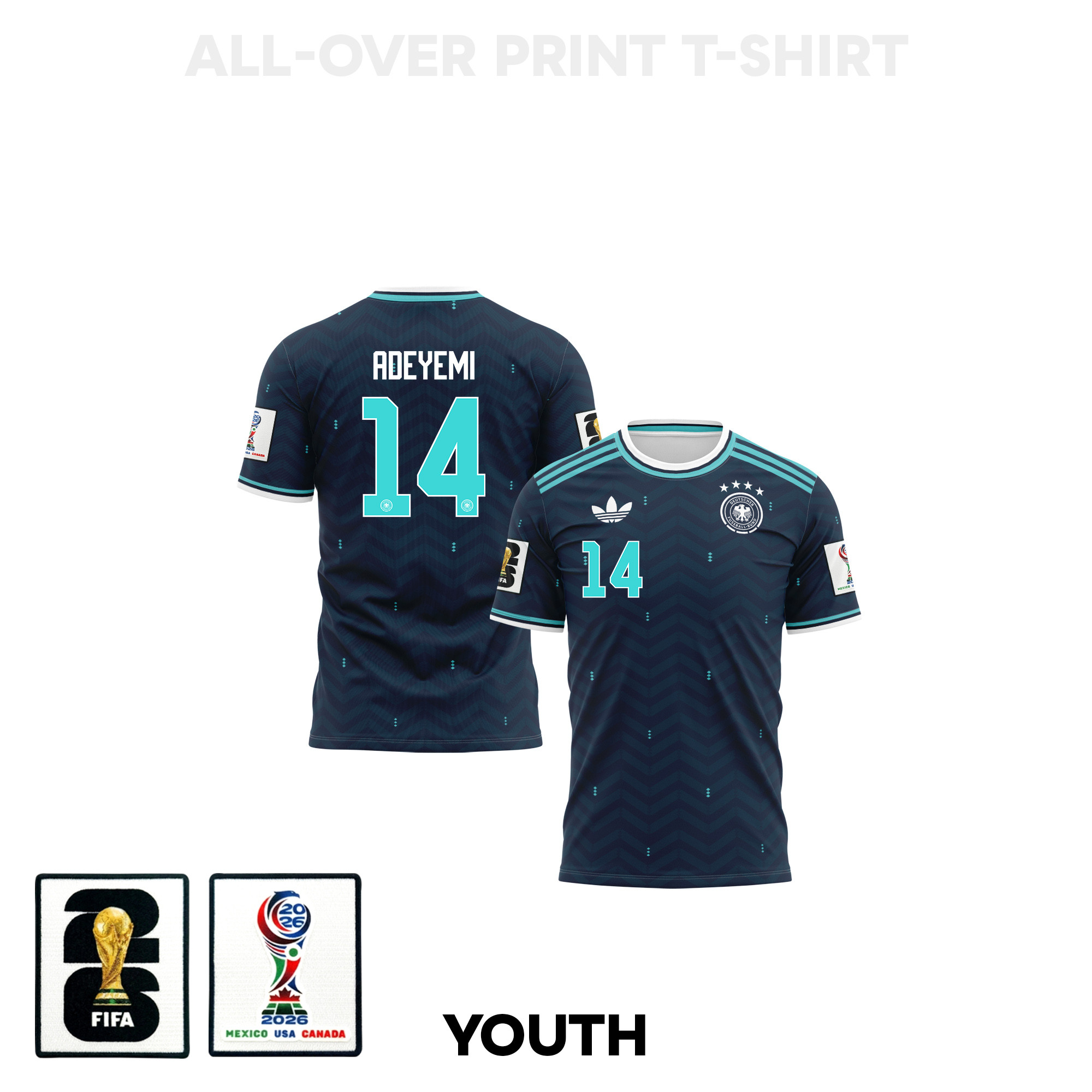 Karim Adeyemi 14 Youth Germany 2026 Away 3D T-shirt Fully Printed – Navy - Jersey Teams
