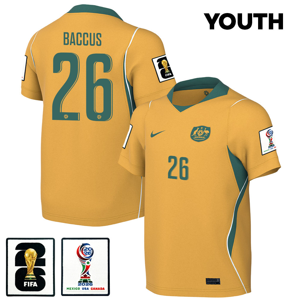 Keanu Baccus 26 Youth Australia National Team 2026 Home Jersey - Yellow - Jersey Teams