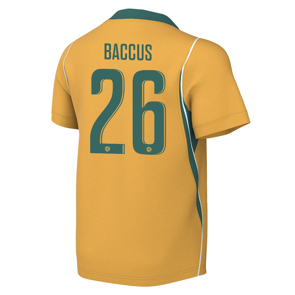 Keanu Baccus 26 Youth Australia National Team 2026 Home Jersey - Yellow - Jersey Teams