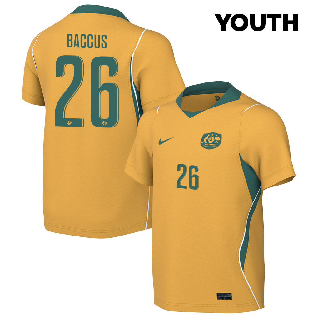 Keanu Baccus 26 Youth Australia National Team 2026 Home Jersey - Yellow - Jersey Teams
