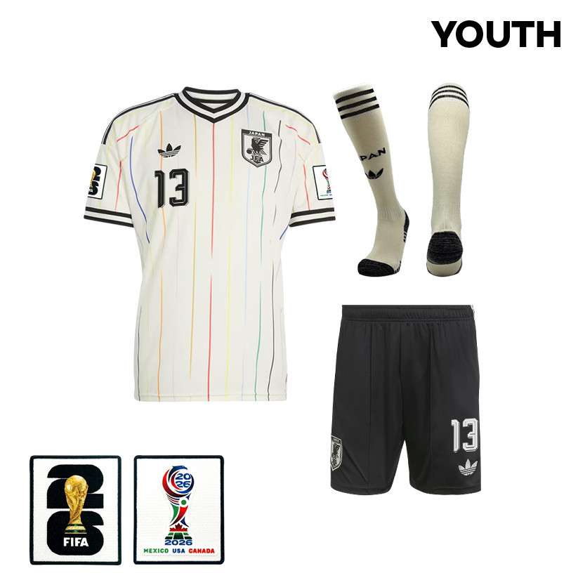 Keito Nakamura 13 Japan 2026 YOUTH Away Kit Set – Off White/Black – Jersey Teams