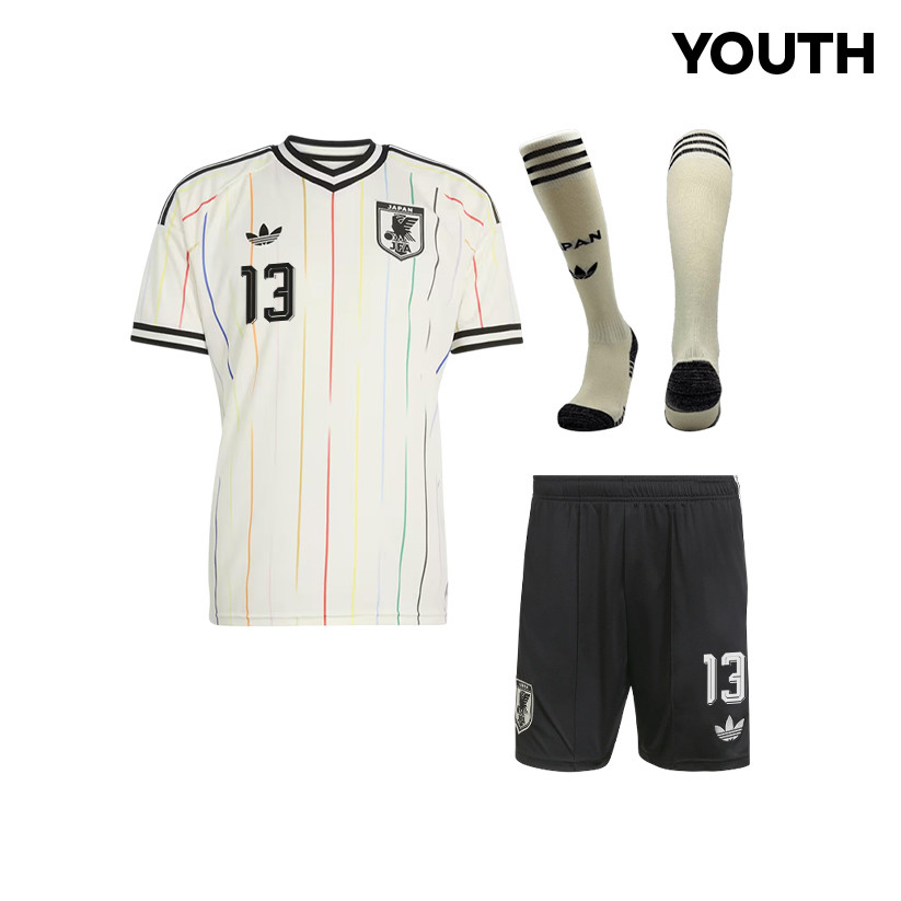 Keito Nakamura 13 Japan 2026 YOUTH Away Kit Set – Off White/Black - Jersey Teams