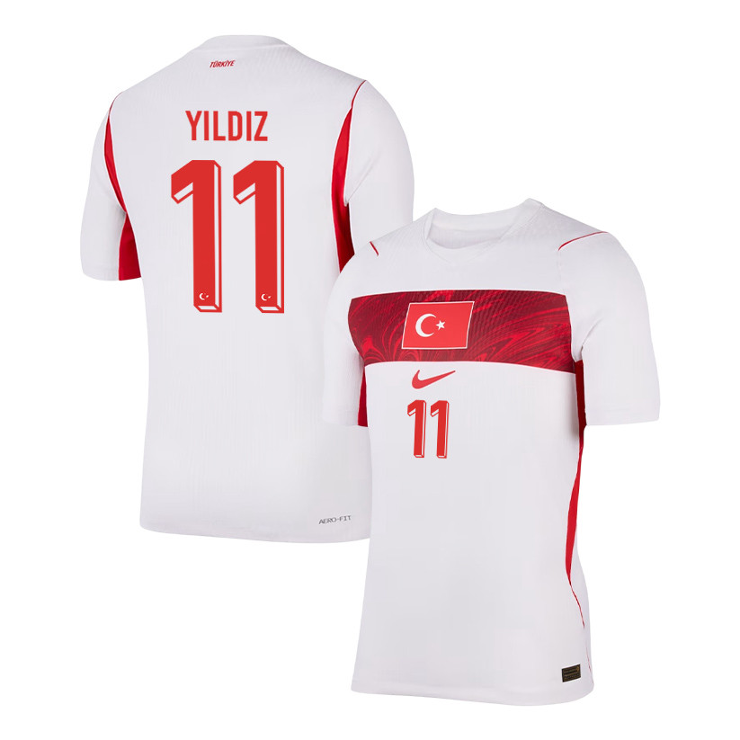 Kenan Yildiz 11 Turkey National Team 2026 Away Jersey - White, Men - Jersey Teams