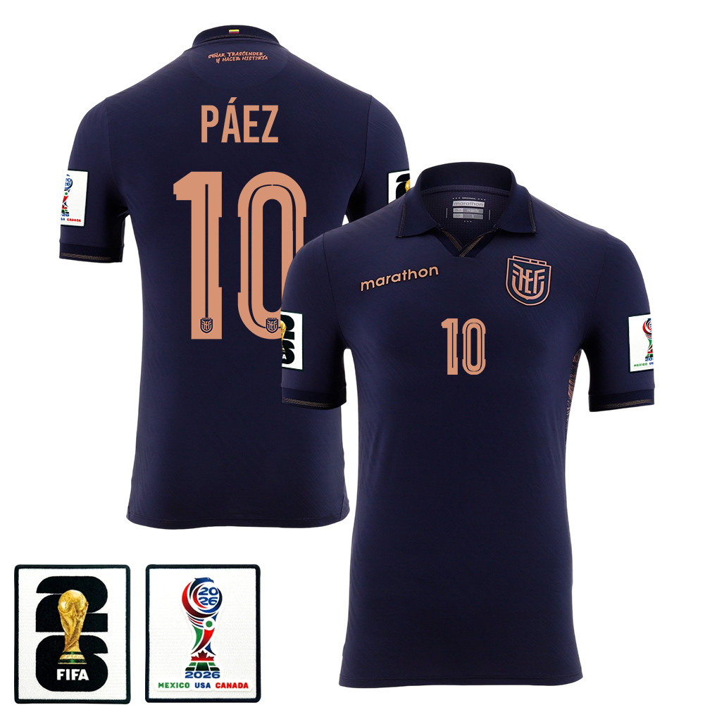 Kendry Páez 10 Ecuador National Team 2026 Away Jersey - Navy, Men - Jersey Teams
