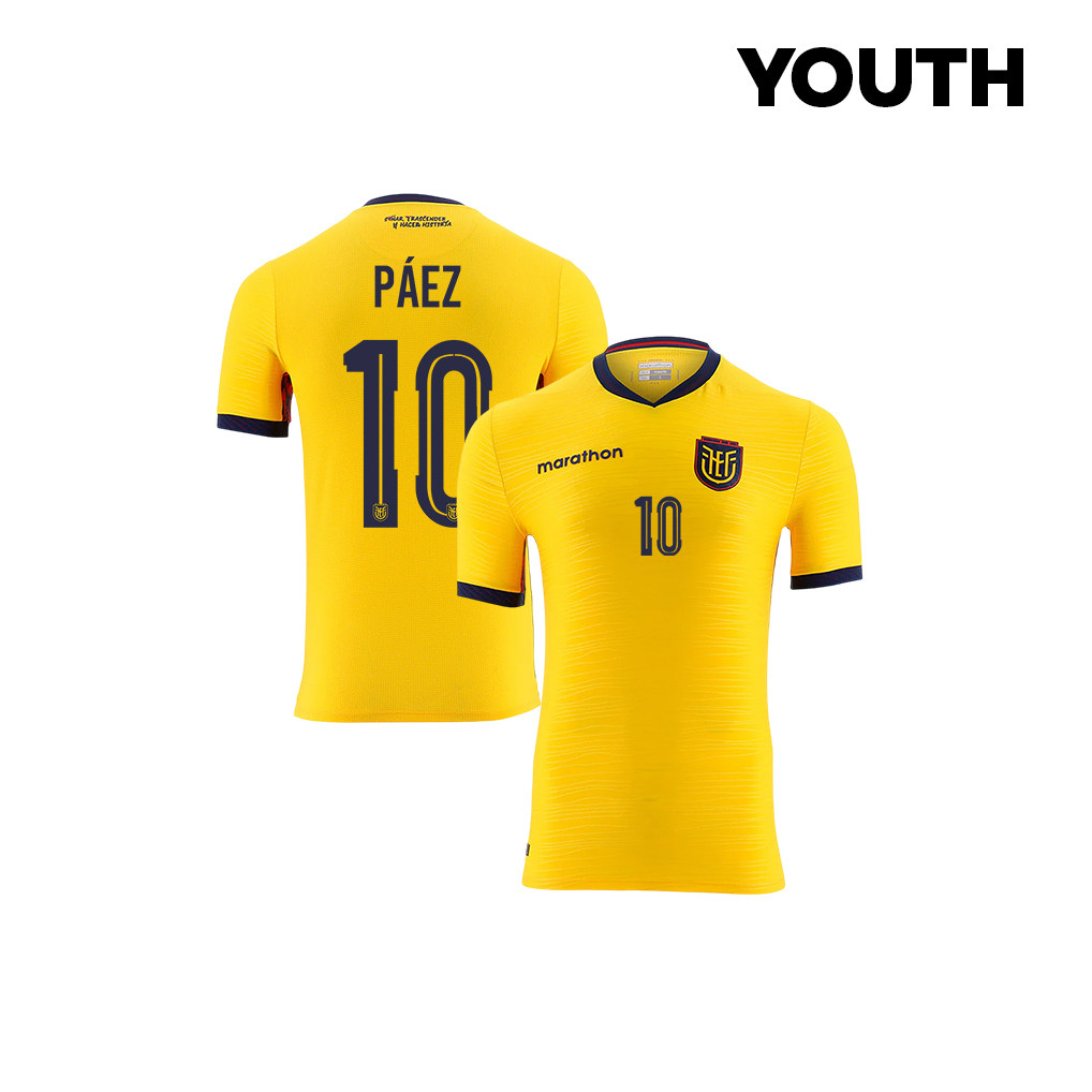Kendry Páez 10 Youth Ecuador National Team 2026 Home Jersey - Yellow - Jersey Teams