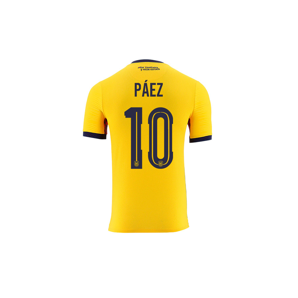 Kendry Páez 10 Youth Ecuador National Team 2026 Home Jersey - Yellow - Jersey Teams