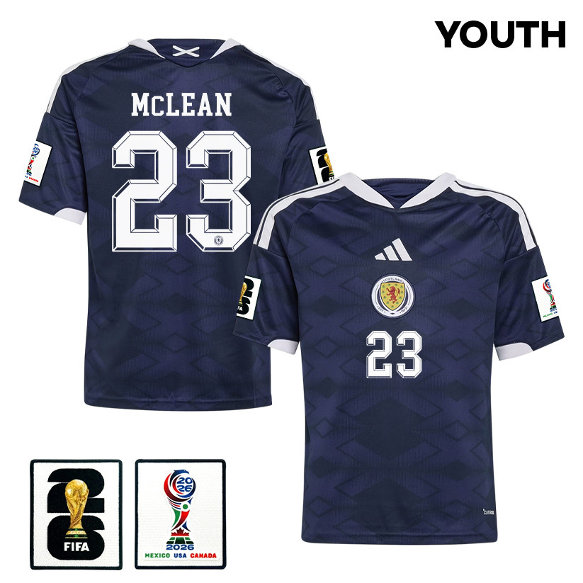 Kenny McLean 23 Youth Scotland National Team 2026 Home Jersey - Navy - Jersey Teams