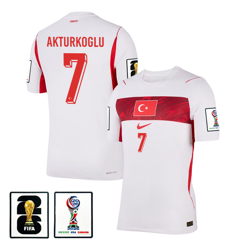 Kerem Akturkoglu 7 Turkey National Team 2026 Away Jersey - White, Men - Jersey Teams