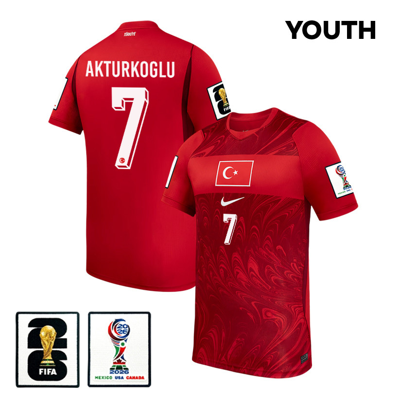 Kerem Akturkoglu 7 Youth Turkey National Team 2026 Home Jersey - Red - Jersey Teams