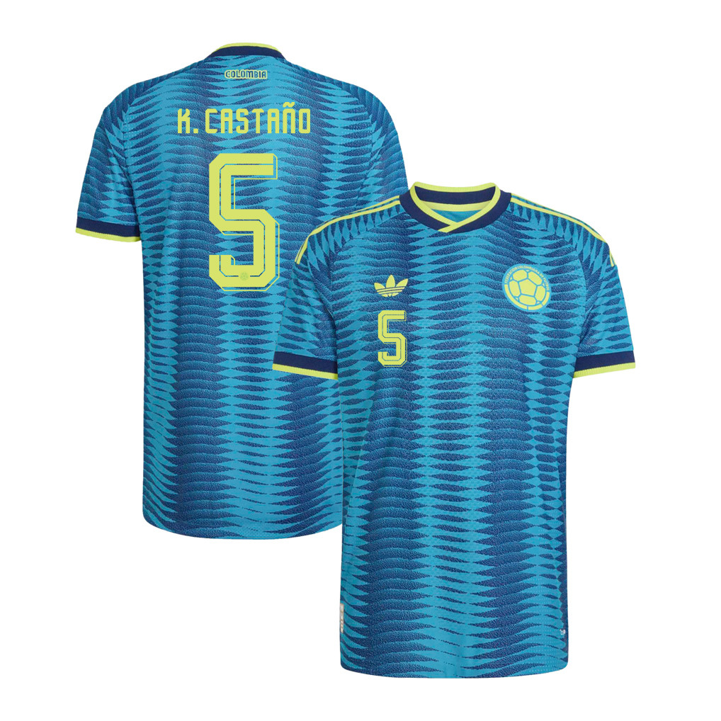 Kevin Castaño 5 Colombia National Team 2026 Away Jersey - Turquoise, Men - Jersey Teams