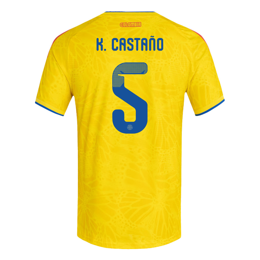 Kevin Castaño 5 Colombia National Team 2026 Home Jersey - Yellow, Men - Jersey Teams