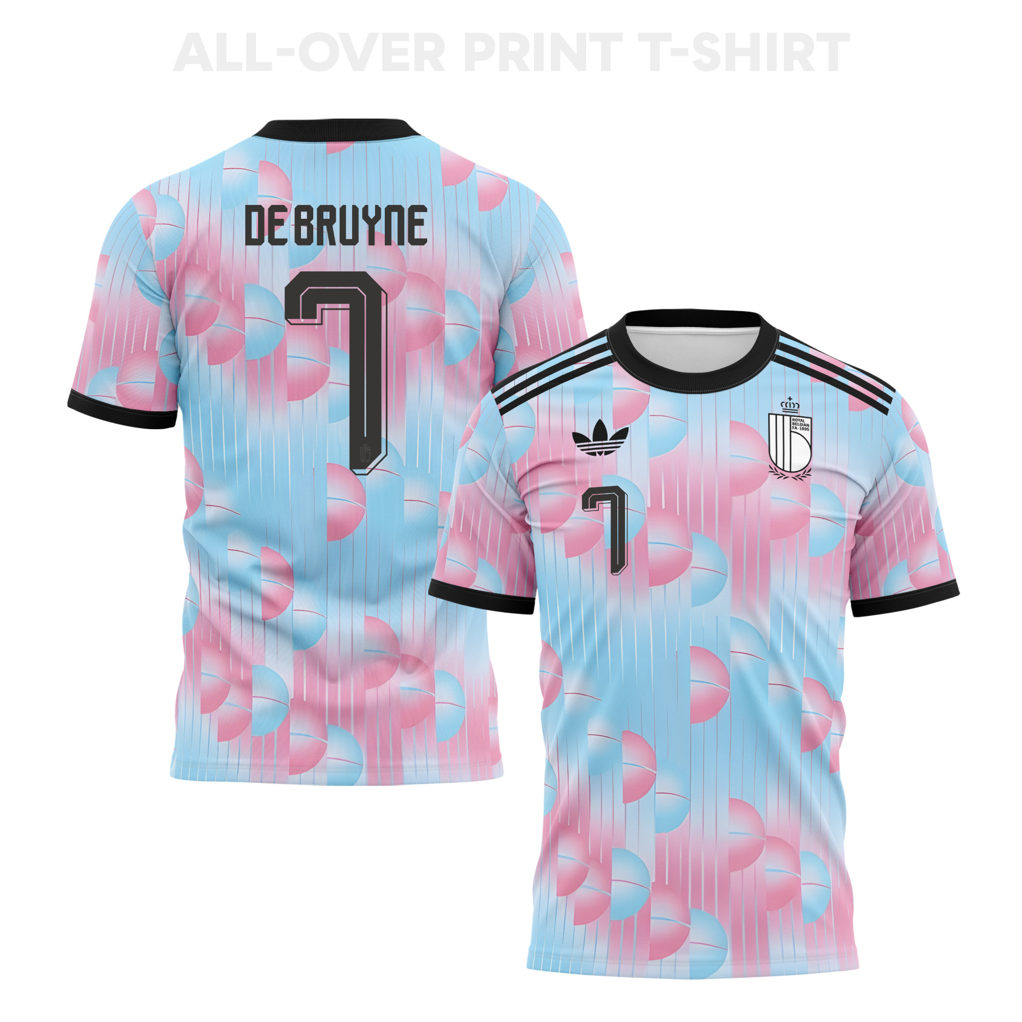 Kevin De Bruyne 7 Belgium 2026 Away 3D T-Shirt Fully Printed – Unisex, Light Blue - Jersey Teams