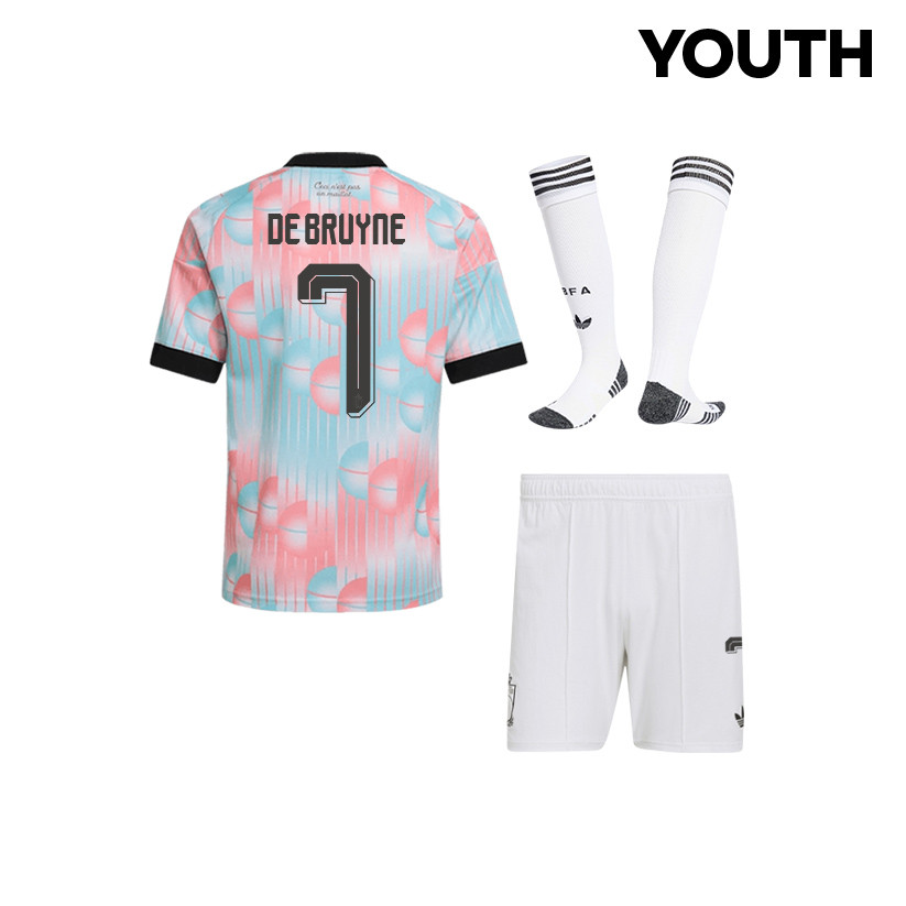 Kevin De Bruyne 7 Belgium 2026 YOUTH Away Kit Set – Light Blue - Jersey Teams