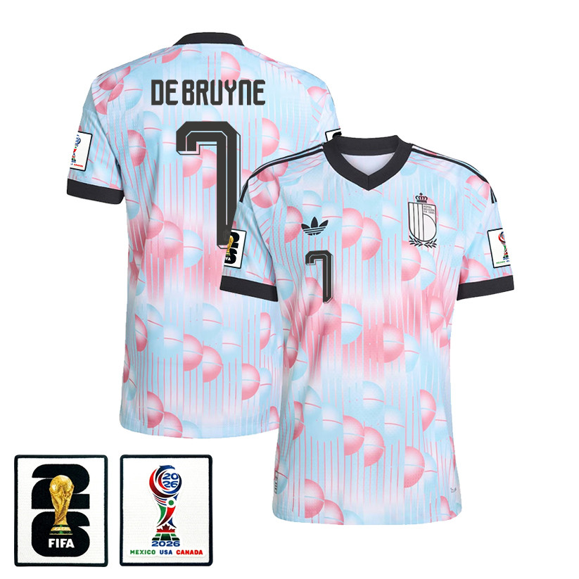 Kevin De Bruyne 7 Belgium National Team 2026 x World Cup Patch Away Jersey - Light Blue, Men - Jersey Teams