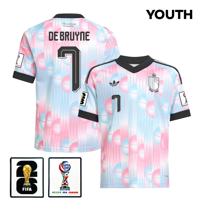 Kevin De Bruyne 7 Youth Belgium National Team 2026 Away Jersey – Light Blue – Jersey Teams