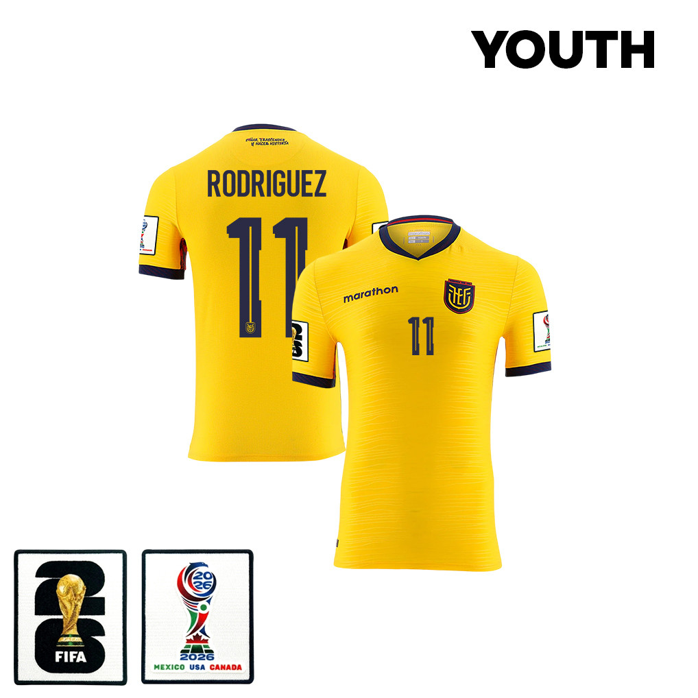 Kevin Rodriguez 11 Youth Ecuador National Team 2026 Home Jersey - Yellow - Jersey Teams