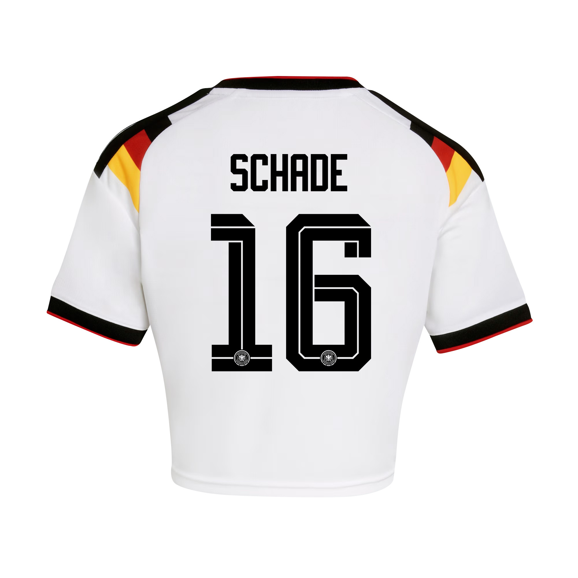 Kevin Schade 16 Germany 2026 Home Women’s Cropped Jersey - White - Jersey Teams