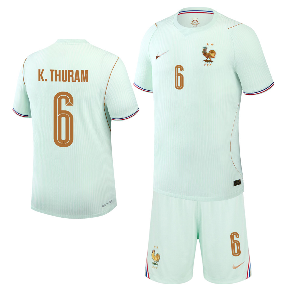 Khéphren Thuram 6 France 2026 Away Men Jersey & Shorts Set – Green - Jersey Teams