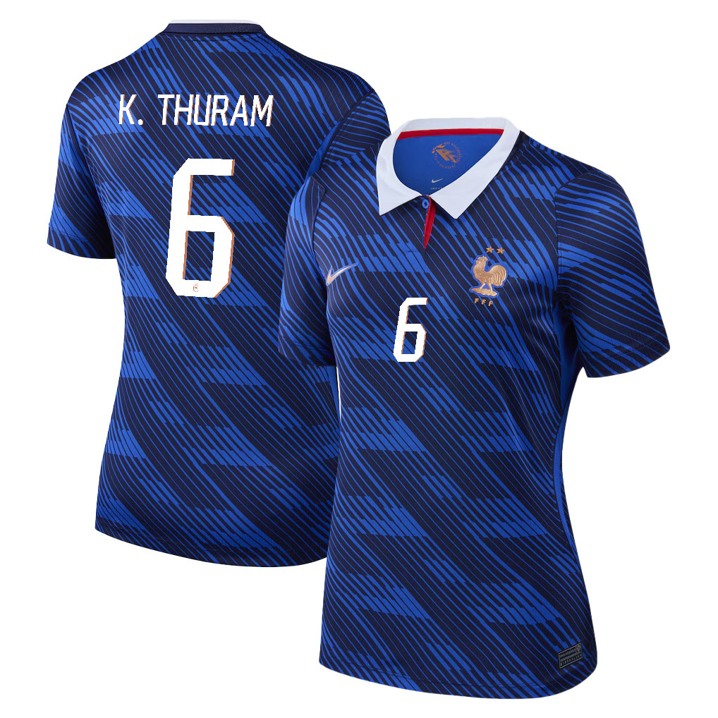 Khéphren Thuram 6 Women's France National Team 2026 Home Jersey - Blue - Jersey Teams