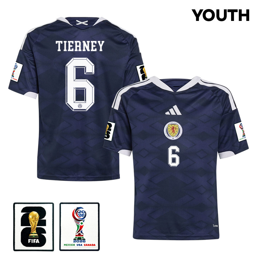 Kieran Tierney 6 Youth Scotland National Team 2026 Home Jersey - Navy - Jersey Teams