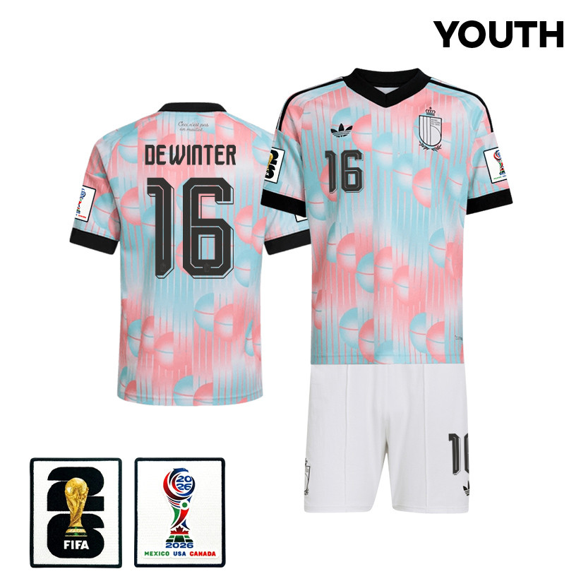 Koni De Winter 16 Belgium 2026 YOUTH Away Jersey & Shorts Set - Light Blue - Jersey Teams