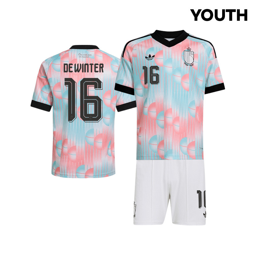 Koni De Winter 16 Belgium 2026 YOUTH Away Jersey & Shorts Set - Light Blue - Jersey Teams