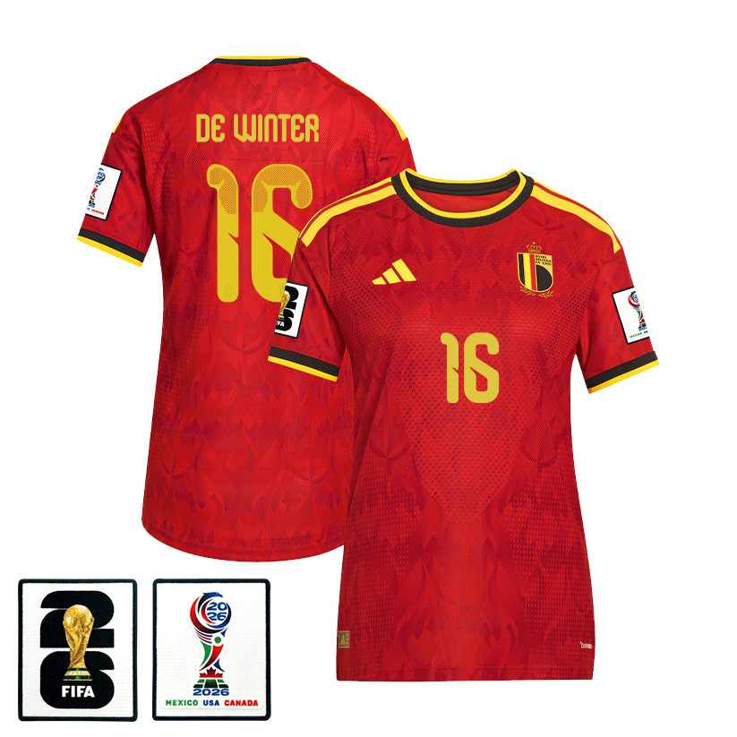 Koni De Winter 16 Women’s Belgium National Team 2026 Home Jersey – Red – Jersey Teams