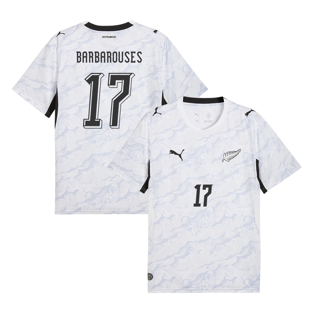 Kosta Barbarouses 17 New Zealand National Team 2026 Away Jersey - White, Men - Jersey Teams